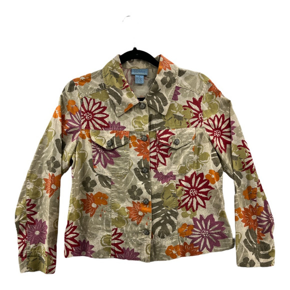 Sigrid Olsen Jackets & Blazers - SO Blue By Sigrid Olsen Womens Jacket Coat Multicolor Floral Flap Pockets S